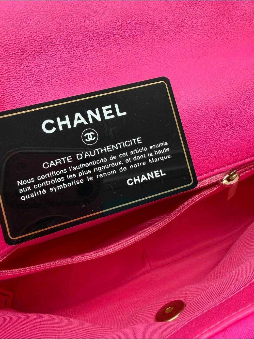 CHANEL Neon Pink Quilted Jersey Maxi 19 Flap Gold Hardware, 2020
